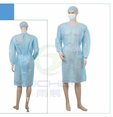 Manufacturer Blue/Yellow/Green Color 20GSM PP Nonwoven Protective Isolation Gown 115*137cm