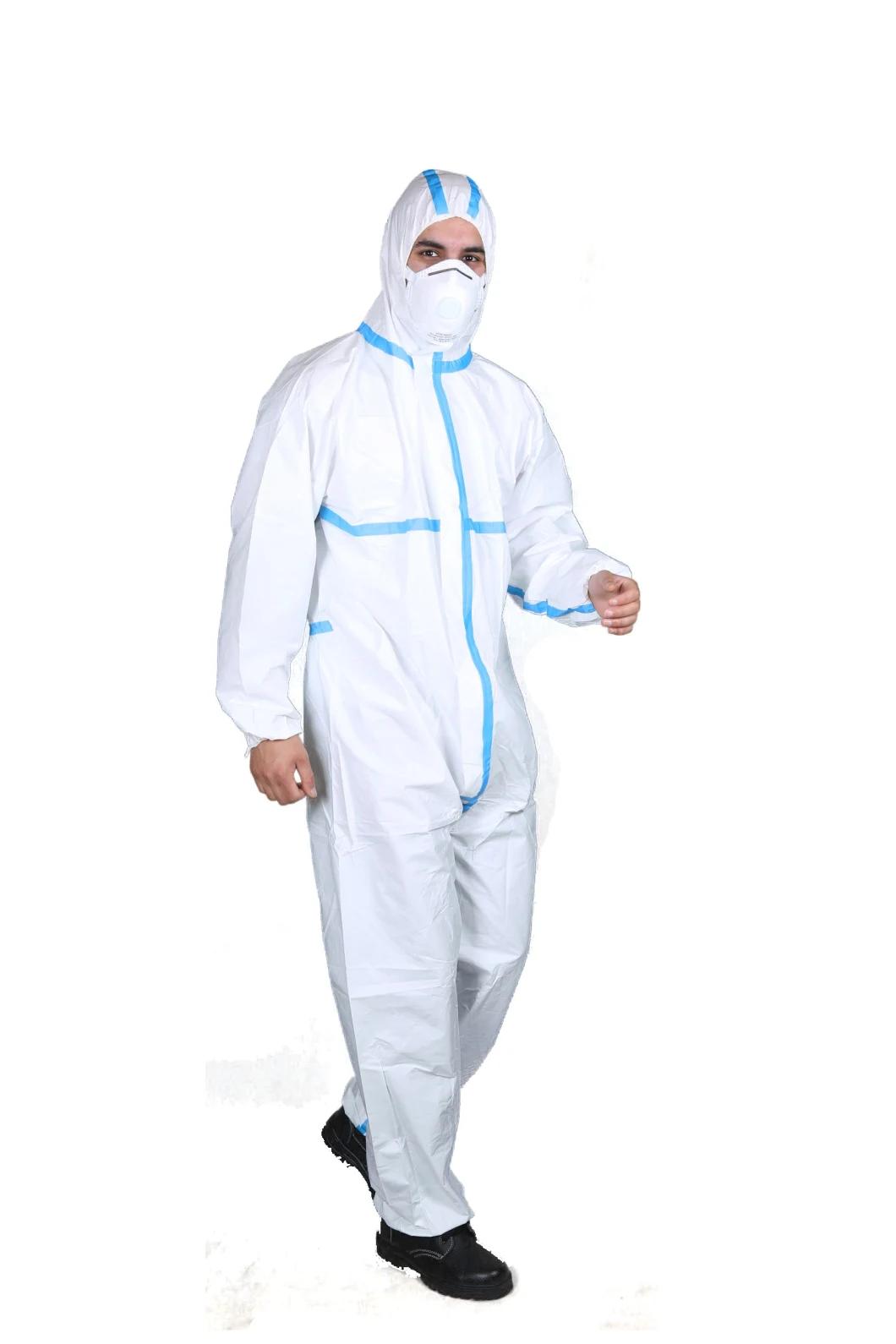 Hot Selling Type4b Type5b Type6b En14126 Microporous Protective Clothing Safety Medical Use Disposable Coverall