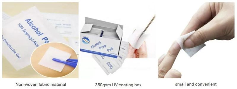Custom Logo 75% Isopropyl Alcohol Prep Pads for External Use 100PCS Per Box