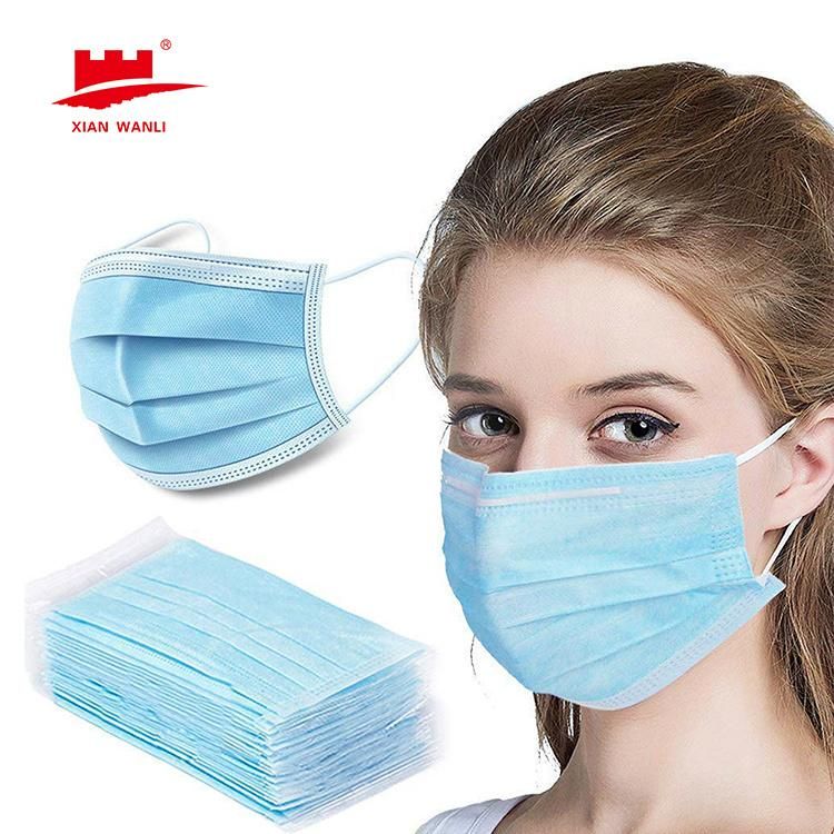 Factory Disposable Earloop Face Mask 3ply Face Mask Plastic Covered Wire Nose Bar En 14683 Type I