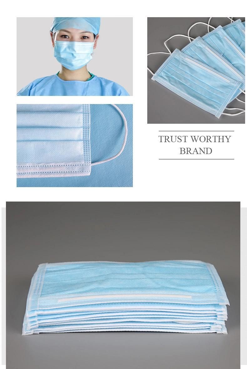 Medical Mask Factory Price En14683 Disposable 3 Ply Nonwoven Surgical Mask Medical Mask Manufacturer with TUV ISO13485 Certificate