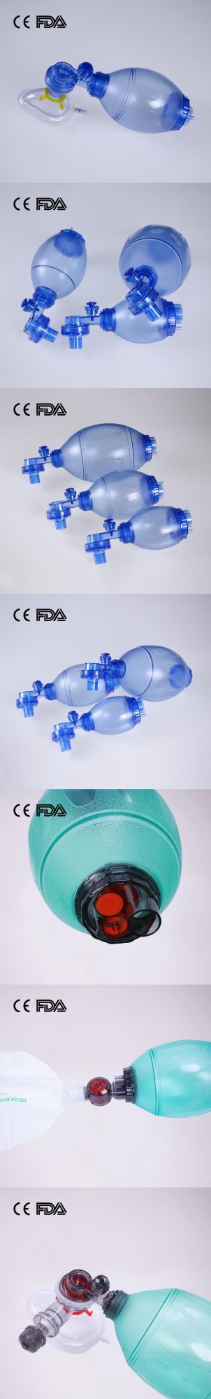 PVC Manual Resuscitator PVC Ambu Bag Factory PVC Manual Resuscitator for Adult Pediatric Children Infant Size Green with CE, FDA