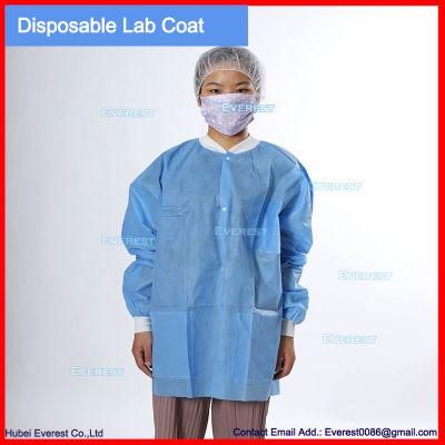 SMS/PP+PE/Non Woven Disposable Knitted Collar Lab Coats