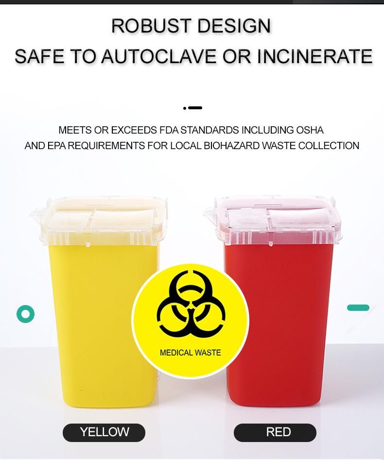 1liter FDA Approved Plastic Medical Disposable Biohazard Waste Boxes