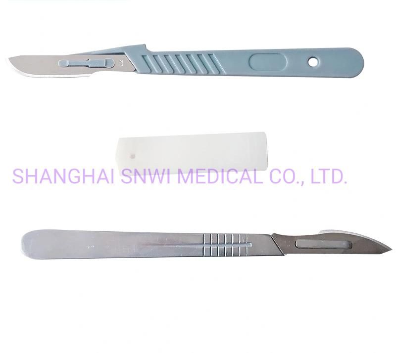 CE&ISO13485 Approved Disposable Carbon Steel Stainless Steel Surgical Blade/Scalpel with Plastic Handle