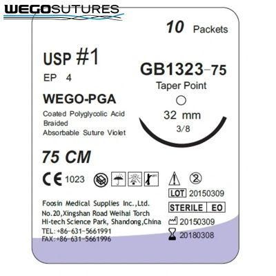 Wego Brand Sterile Surgical Sutures CE ISO Approved Manufacturer PGA/Pgla/Pdo/Chromic Catgut Surgical Suture