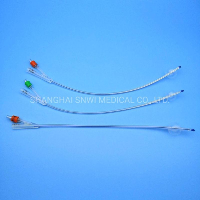 Medical Disposable Sterile 3-Way 100% Silicone Foley Balloon Urine Catheter/Suction Catheter/Urinary Catheter