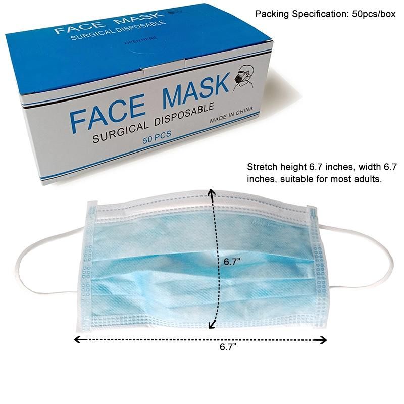 Medical Disposable Protective 3-Ply Surgical Face Mask with Ear Loop