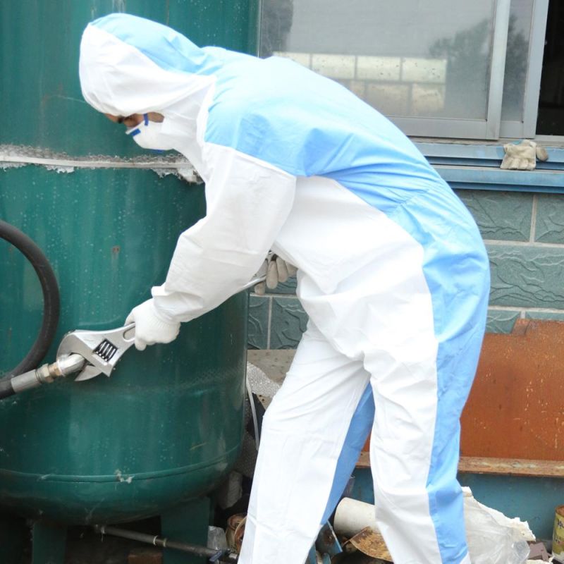 Type 5/6 Disposable Coverall with Breathable Blue SMS on The Back