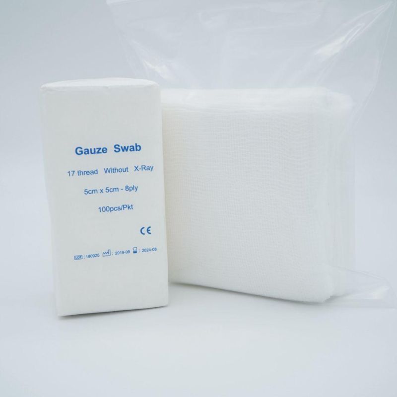 Gauze Swab/Gauze Sponge/Gauze Compress, Sterile or Non Sterile, 100% Cotton, X-ray Detectable