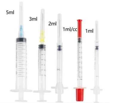 Disposable 3 Parts Syringe Medical 1ml/2ml/3ml/5ml/10ml Luer Lock Syringe