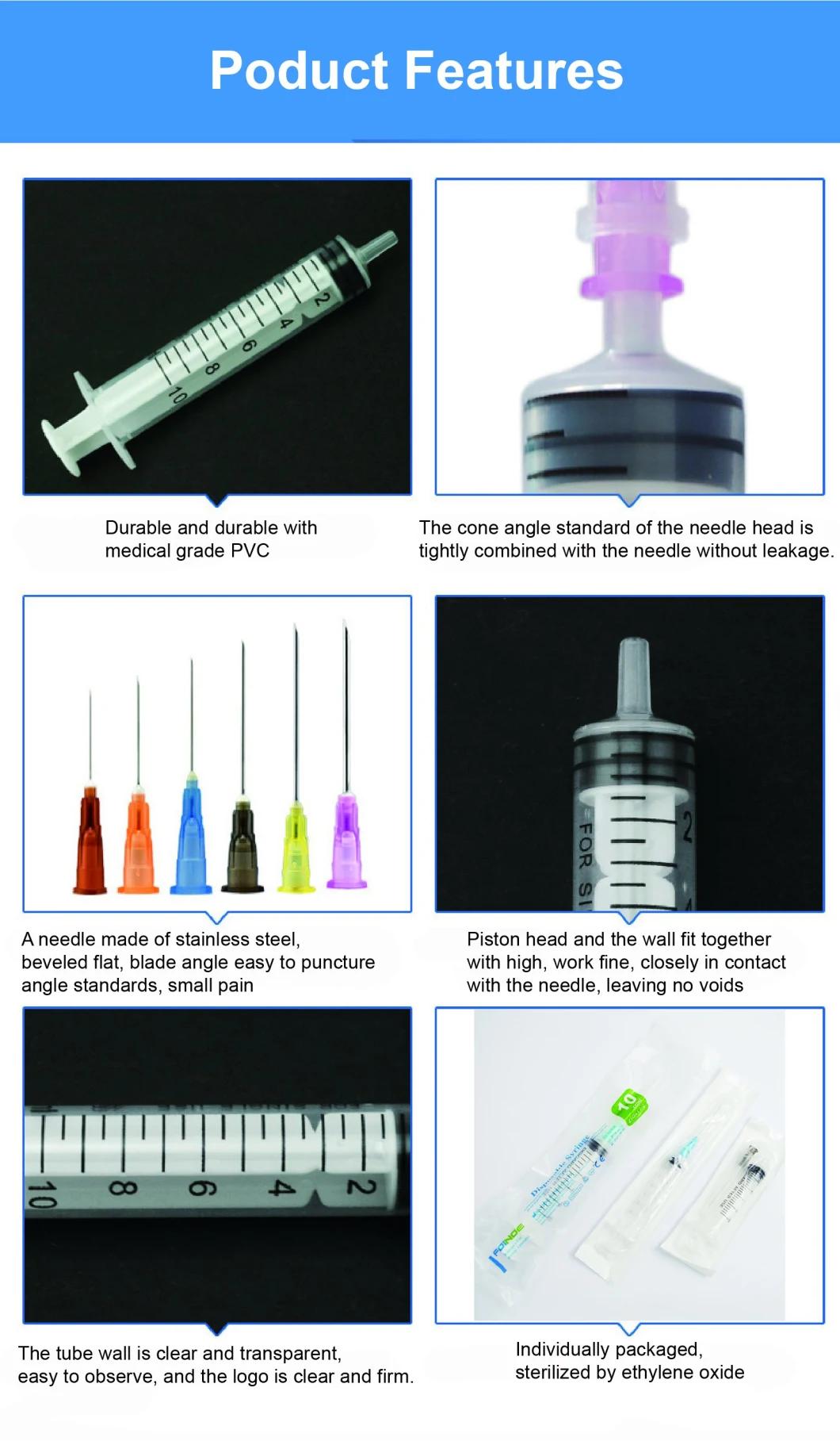 Chinese Prices Medical Injection Disposable Safety 1ml 5ml Vaccine Plastic Luer Lock Syringe with Needle