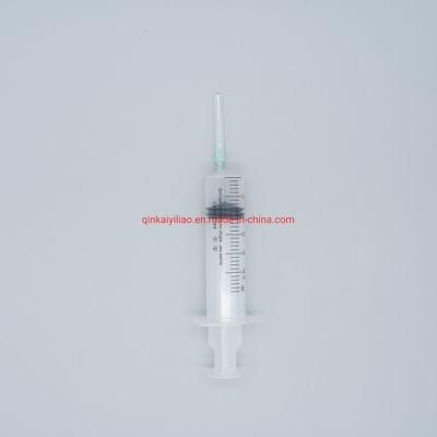 3-Parts Luer Lock Syringe with Attached Needle for Single Use