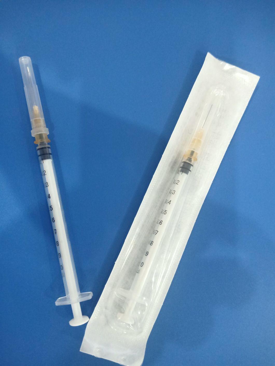 2 or 3 Parts Medical Disposable Sterile Injection Plastic Syringe, Insulin Syringe, 1ml Syringe