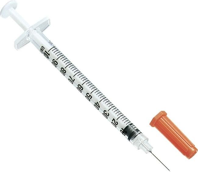 0.5ml 1ml 50u Disposable Medical Orange Cap Insulin Syringe