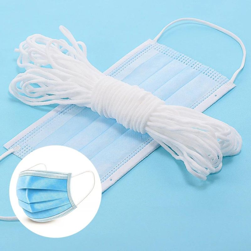 White Black Colorful Earloop for Face Mask 2.5mm 3mm 5mm 7mm Elastic Ear Loop White Black Colorful Earloop