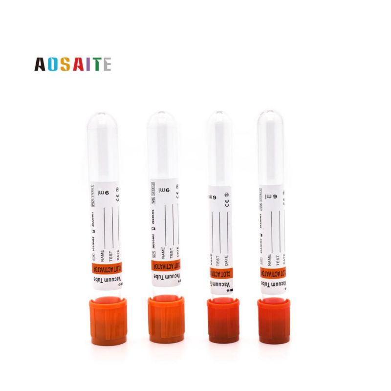 Vacuum Blood Tube Orange Cap Clot Activator Sodium Citrate Blood Collection Coagulation Tubes