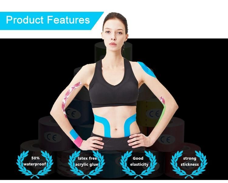 5cm*5m Low Price Comfortable Printed Sports Colorful Kinesiology Therapeutic Tap