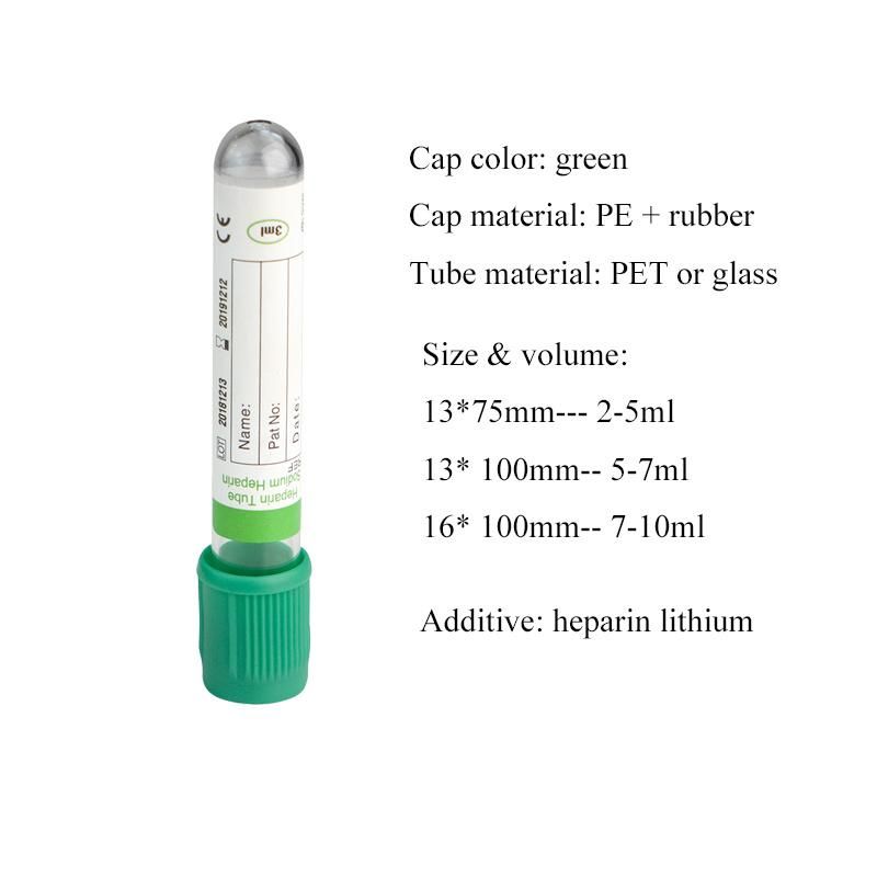 Heparin Lithium Citrate Vacuum Blood Collecting Tubes Heparin Tube