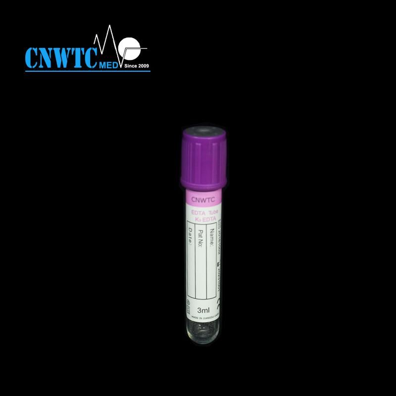 Medical Consumables Plastic Purple Cap Glass Pet Blood Vacutainer Vacuum Blood Collection Tube K2/K3 EDTA Tube