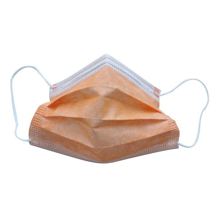 Factory Workshop Fashion Orange Polypropylene High Quality Latex Free Electronic Industry Non Woven Surgical Hospital Disposable 3-Ply Face Mask