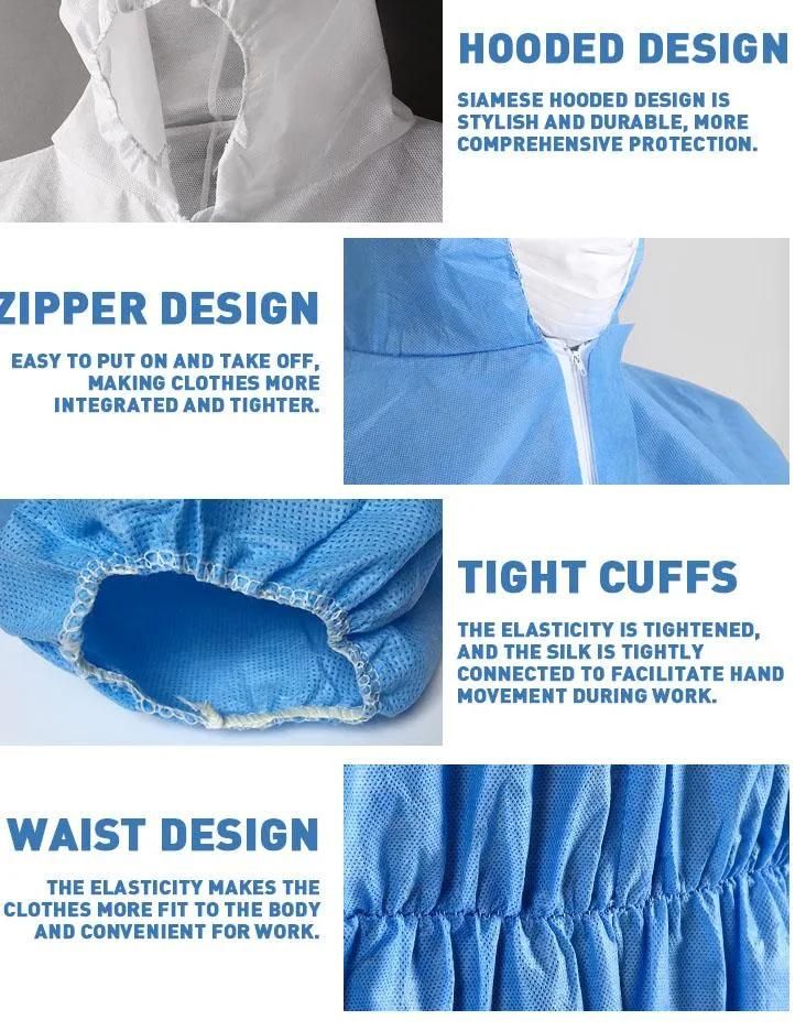 Disposable Coveralls Spp SMS Mf Nonwoven Protective Clothing Workwear