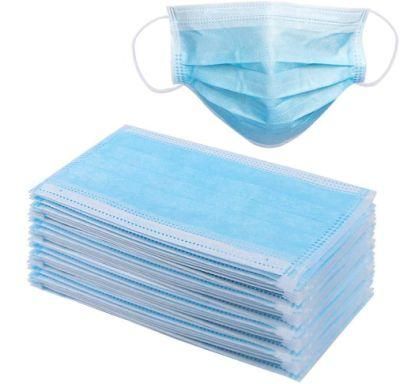 FDA CE Approved 3 Ply Disposable Anti Virus Dust Non Woven Blue Earloop Hospital Surgical Face Mask