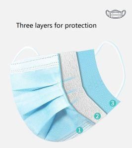 Seven Brand Blue Color Ce Earloop 3 Layer Disposable Surgical Face Mask for Adult