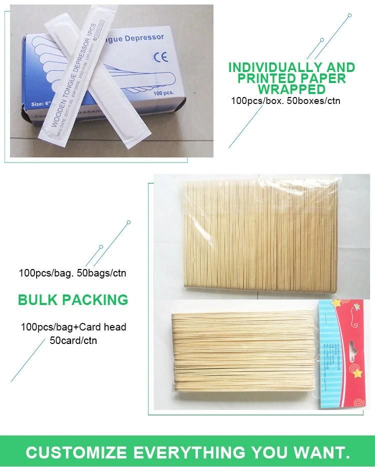 Natural Disposable Individually Sterile Package Tongue Depressor