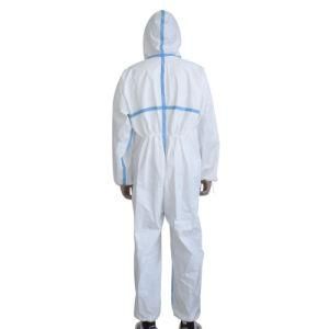 Disposable Protective Workwear Supply Against Chemical Splashes with Blue Strips Surgical Isolation Gown