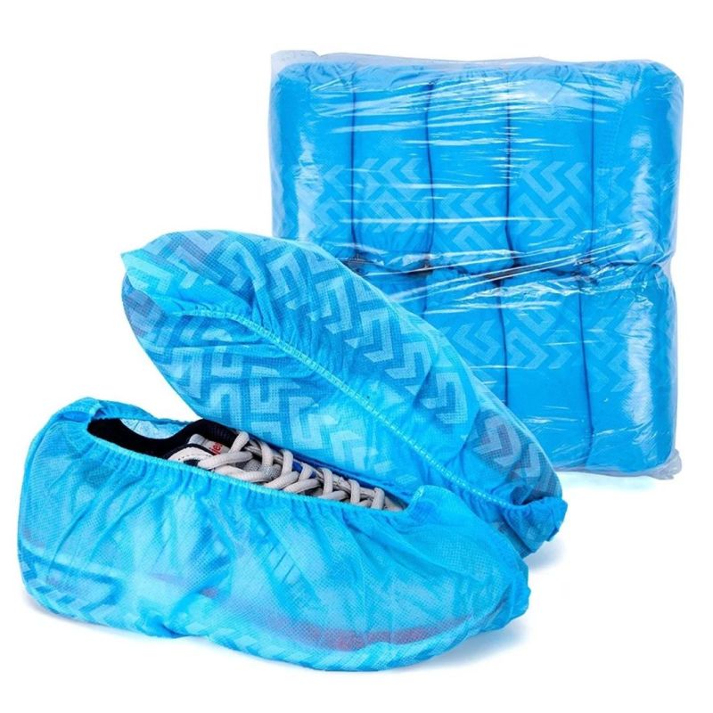 Disposable 35GSM Blue Non Slip Shoe Cover Nonwoven Shoe Cover