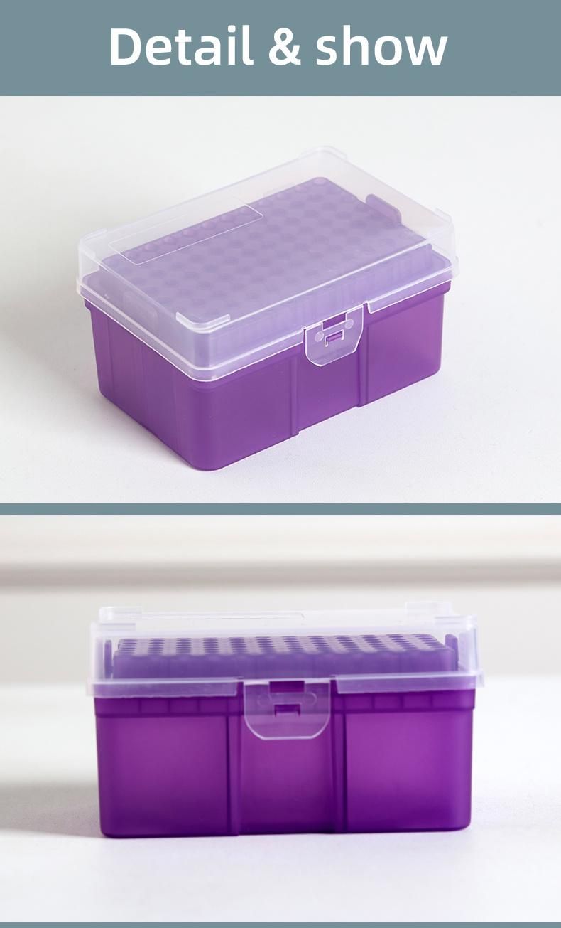 in Stock Wholesale 100UL Filter Plastic Pipette Tips Box with Rack