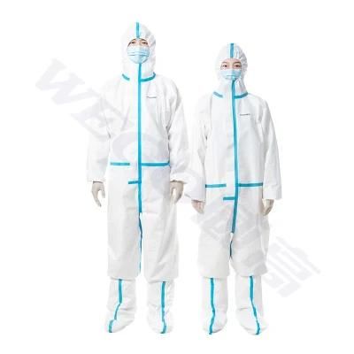 Factory Selling Sterile SMS Non Woven Disposable Protective Coverall Suit with Hood