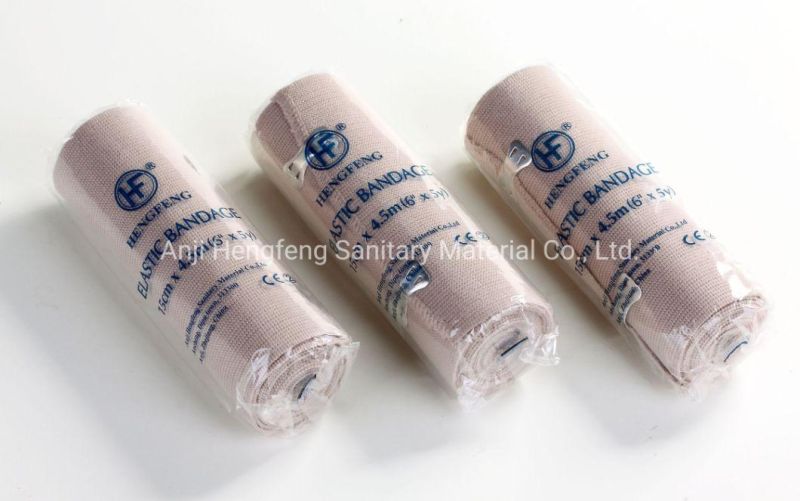 4.5m High Stretch Ability Skin Color Medical Rubber Elastic Bandage with ISO 13485