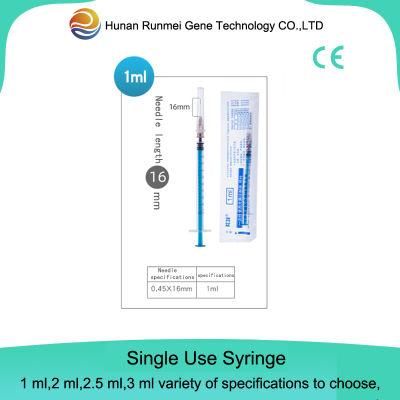 Medical Disposable 1ml 2ml 3ml Injection Plastic Syringe with Needle