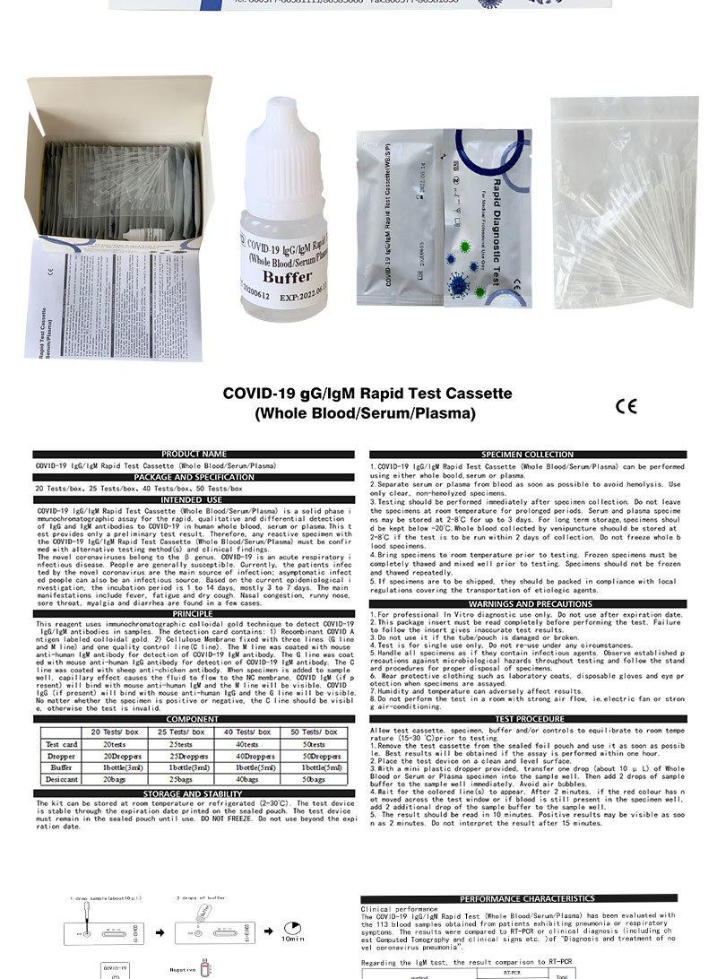 Comparison Test of Two Ivd-19 Igg/1GM Rapid Test Kits Cassette