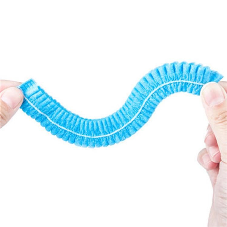 PP Non - Woven Strip Clip Hairnet Head Cap Disposable Expandable Surgeon Round Cap