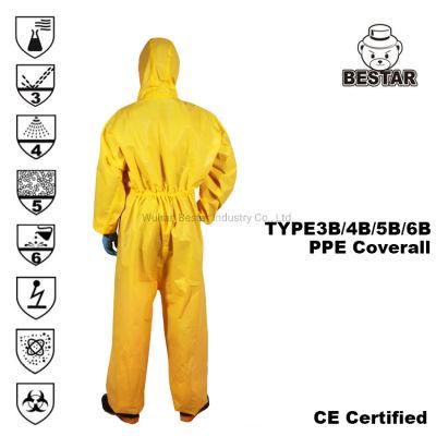 Disposable Anti-Acid Type 3b/4b/5b/6b Chemical Protection Coverall