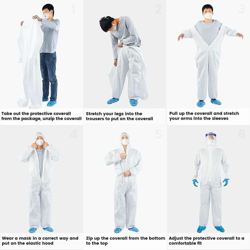 Safety Nonwoven Type 5 6 Disposable Microporous Clothing Coverall