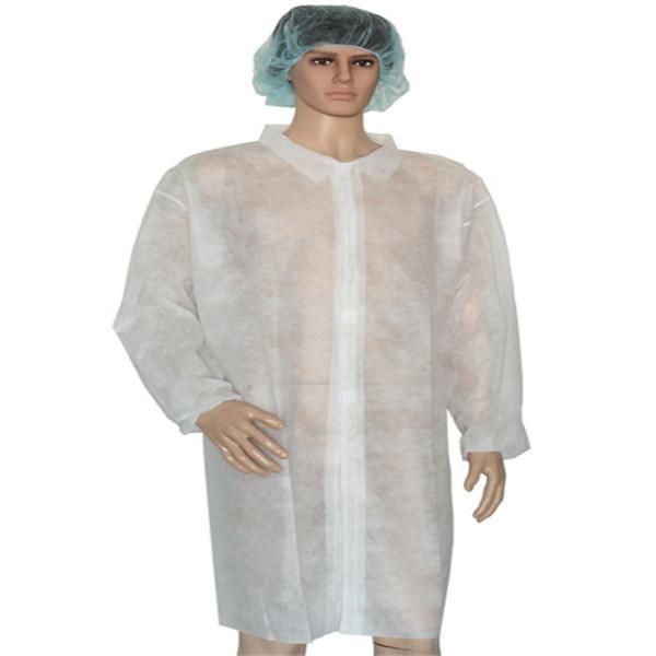 Blue SMS Disposable Labcoat with Knitted Cuff and Collar