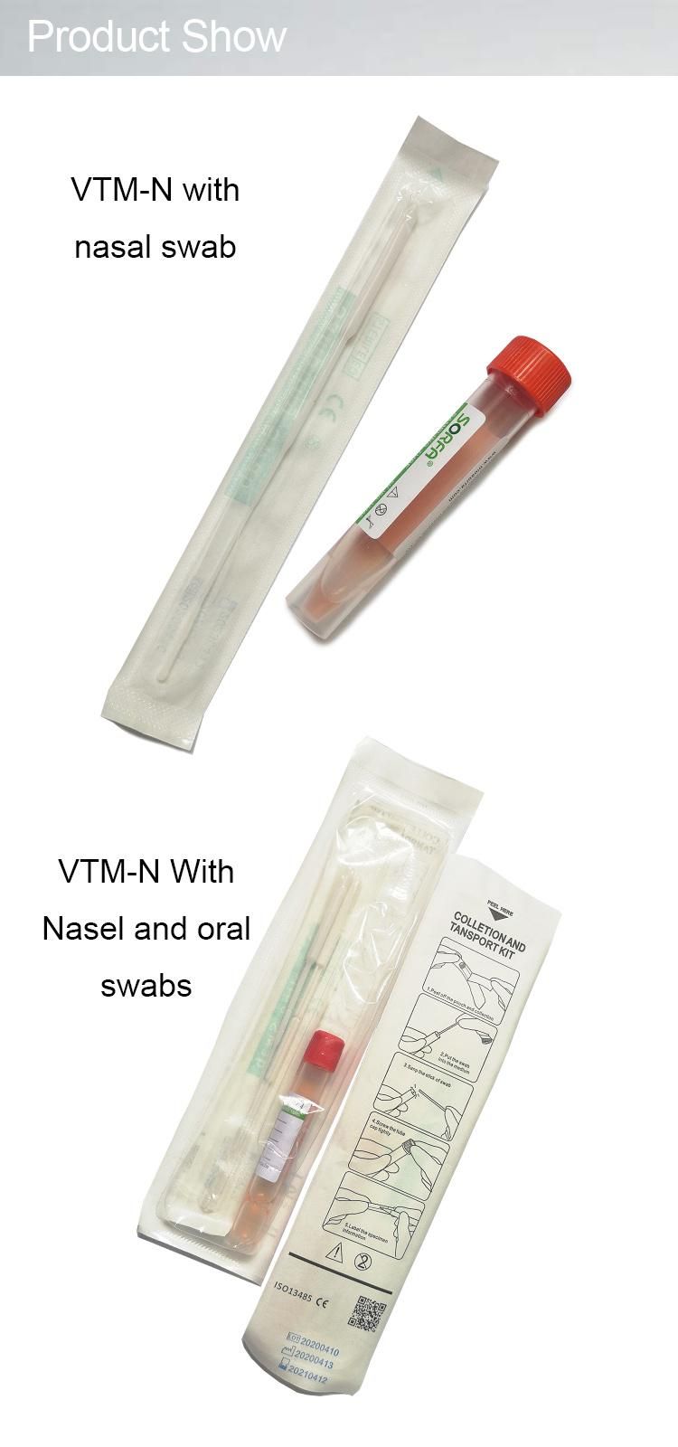 Specimen Sterile Medical Sampling Nasal Flocked Virus Disposable Collection Swab