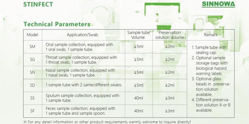 Disposable Virus Sampling Tube Vtm with Oral Throat Nasal Swab