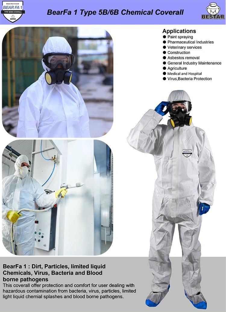 Type 5&6 Asbestos Economic Disposable Microporous Overalls