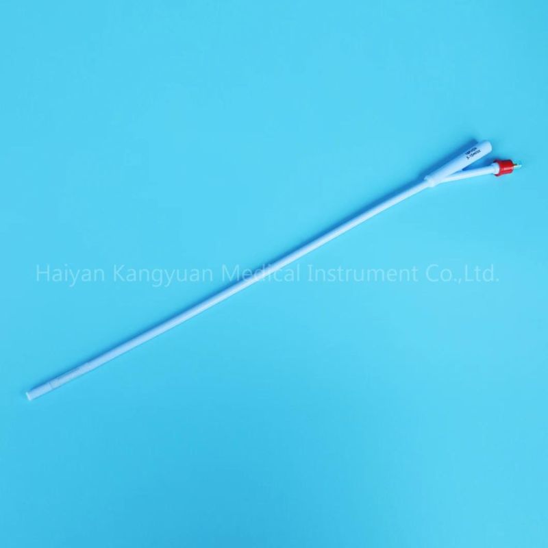 Blue Silicone Foley Catheter 2 Way with Unibal Integral Balloon Technology Integrated Flat Balloon Open Tipped Suprapubic Use Catheter