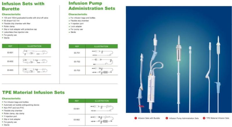 Disposable Medical Sterile Infusion Set, High Quality Giving Set, with/Without Filter/Needle, Luer Lock/Slip