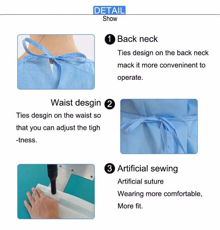 Ce&ISO Guaranteed Disposable Nonwoven Isolation Gown/Surgical Gown