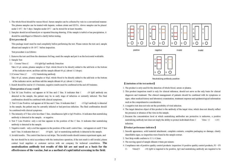 New Arrivals Novel Virus Combined Igm/Igg/Neutralizing Rapid Antibody Test Kit with CE