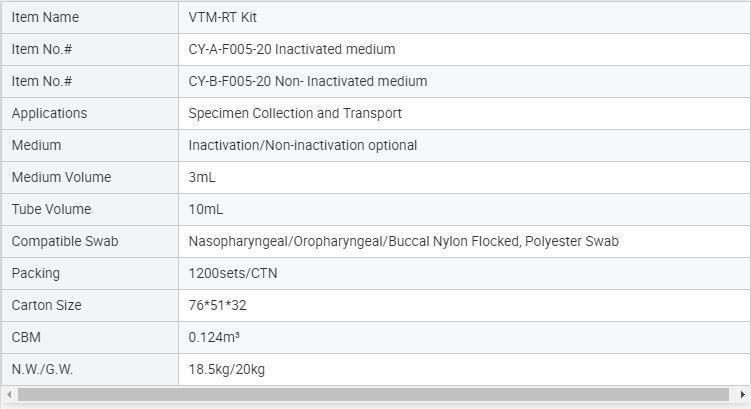 Sterile Specimen Collection Kit Test Swab Utm Swab Kit Nasal Nylon Flocked Swab 3ml Transport Media