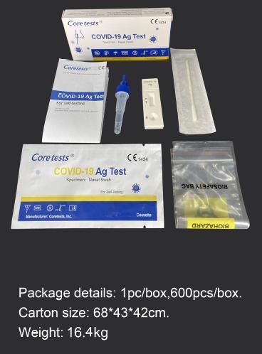 Rapid One Step AG Igg/Igm Antigen in Vitro Diagnostic Ivd Home Use Coviid 19 Core Tests Self-Test Kit Cassette Swab