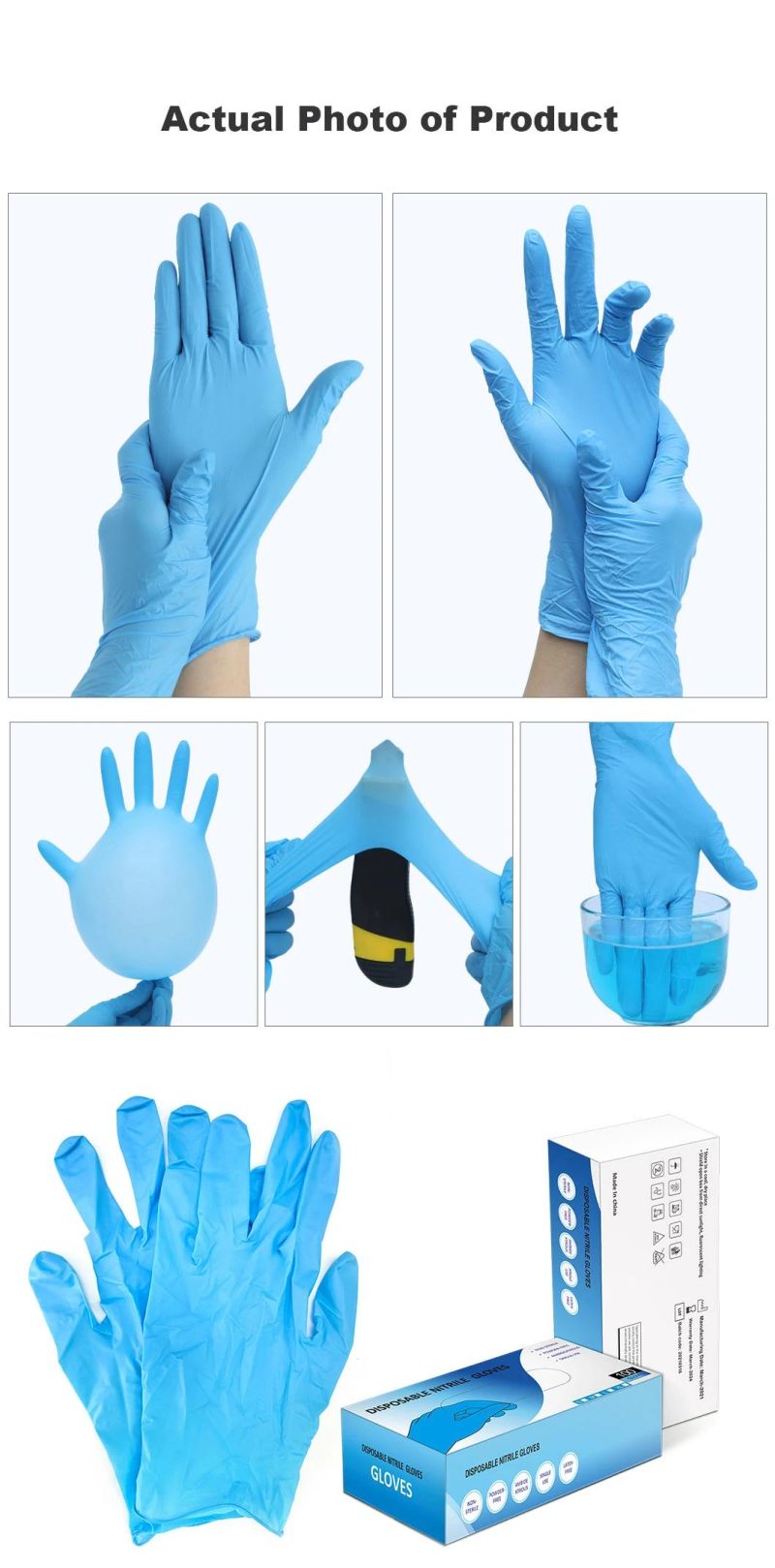 Large Disposable Powder Free Examation Nitrile Gloves